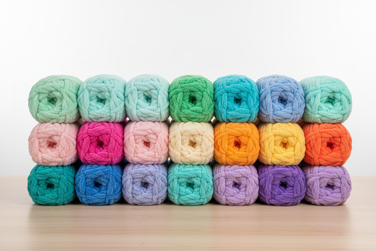 Verschiedene Wollknäule Himalaya Dolphin Baby, wie sie im Näh und Stick Atelier Berlin-Köpenick und im Onlinestore erworben werden können.