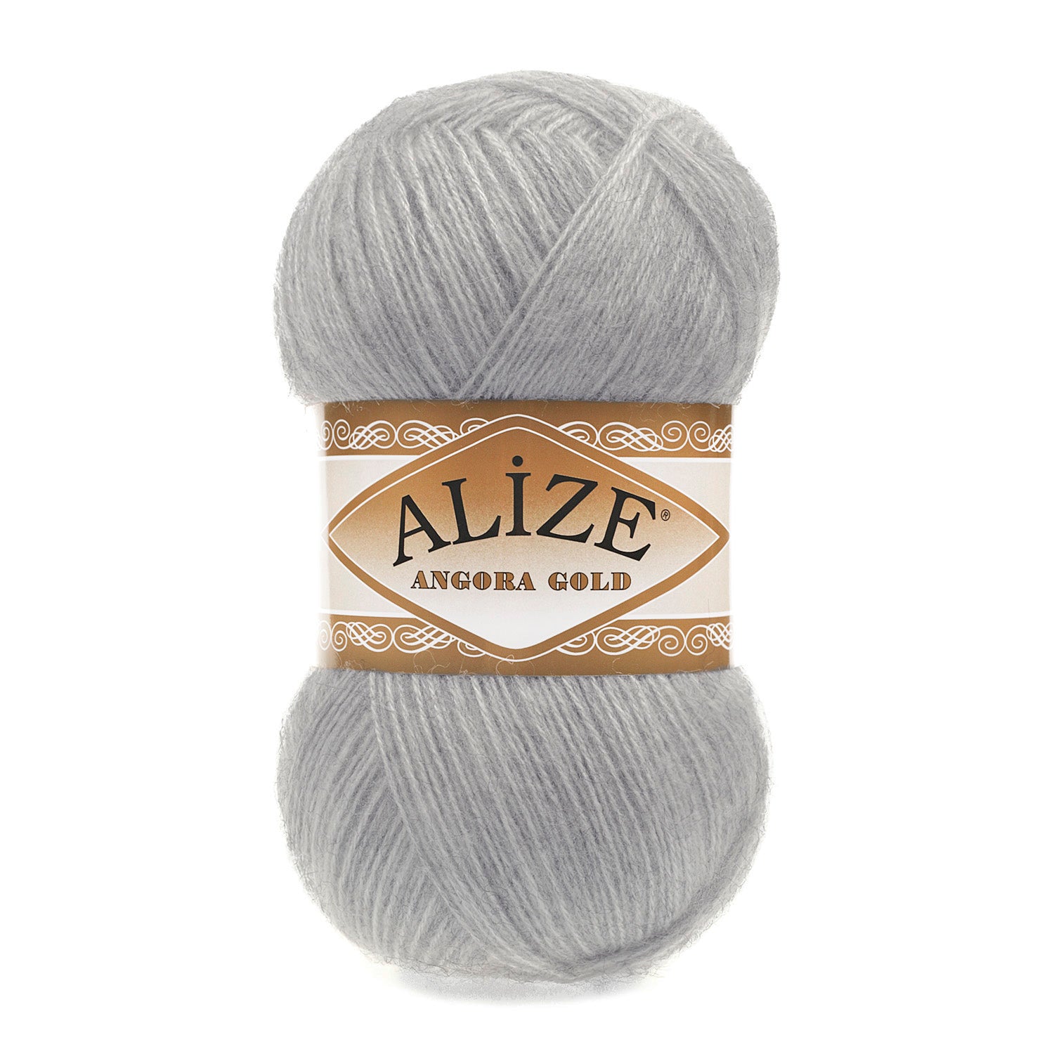 Zu sehen ist Alize Angora Gold Wolle in einem mittleren Grauton; weiches, leicht flauschiges Strickgarn, ideal für Pullover, Schals und kreative Handarbeitsprojekte.