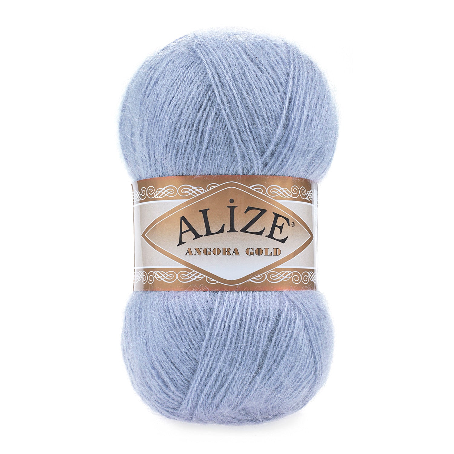 Zu sehen ist Alize Angora Gold Wolle in einem klaren Cyan‑/Hellblauton; weiches, leicht flauschiges Strickgarn, ideal für Pullover, Schals und kreative Handarbeitsprojekte.