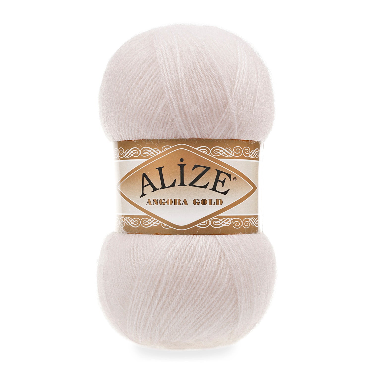 Zu sehen ist Alize Angora Gold Wolle in einem warmen Beige‑Ton; weiches, leicht flauschiges Strickgarn, ideal für Pullover, Schals und kreative Handarbeitsprojekte.