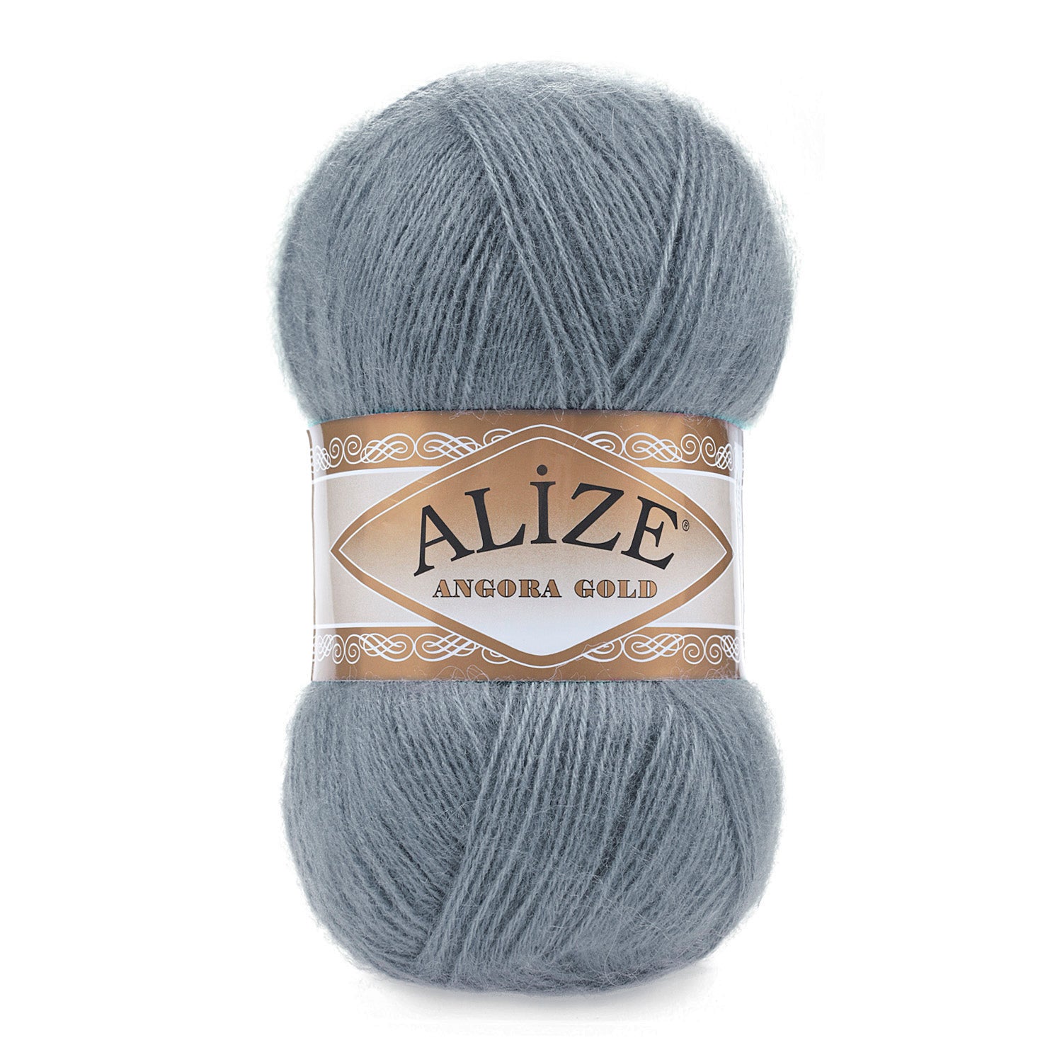 Zu sehen ist Alize Angora Gold Wolle in einem mittleren Blauton; weiches, leicht flauschiges Strickgarn, ideal für Pullover, Schals und kreative Handarbeitsprojekte.