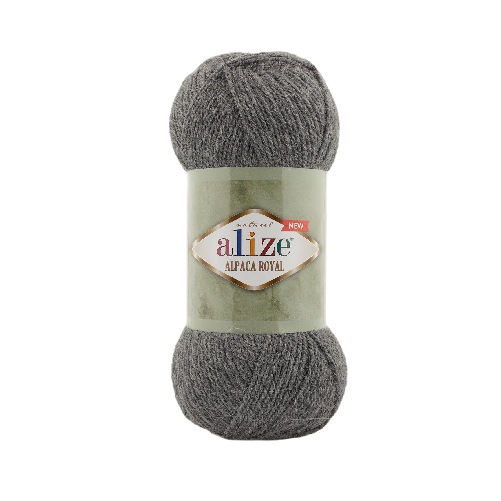 Zu sehen ist Alize Alpaca Royal Wolle in einem dunklen Grau‑Melange‑Ton mit subtilen, natürlichen schattierten Nuancen; ein weiches, leicht flauschiges Garn mit edlem Alpaka‑Anteil, ideal für Pullover, Schals und moderne, vielseitige Handarbeitsprojekte.