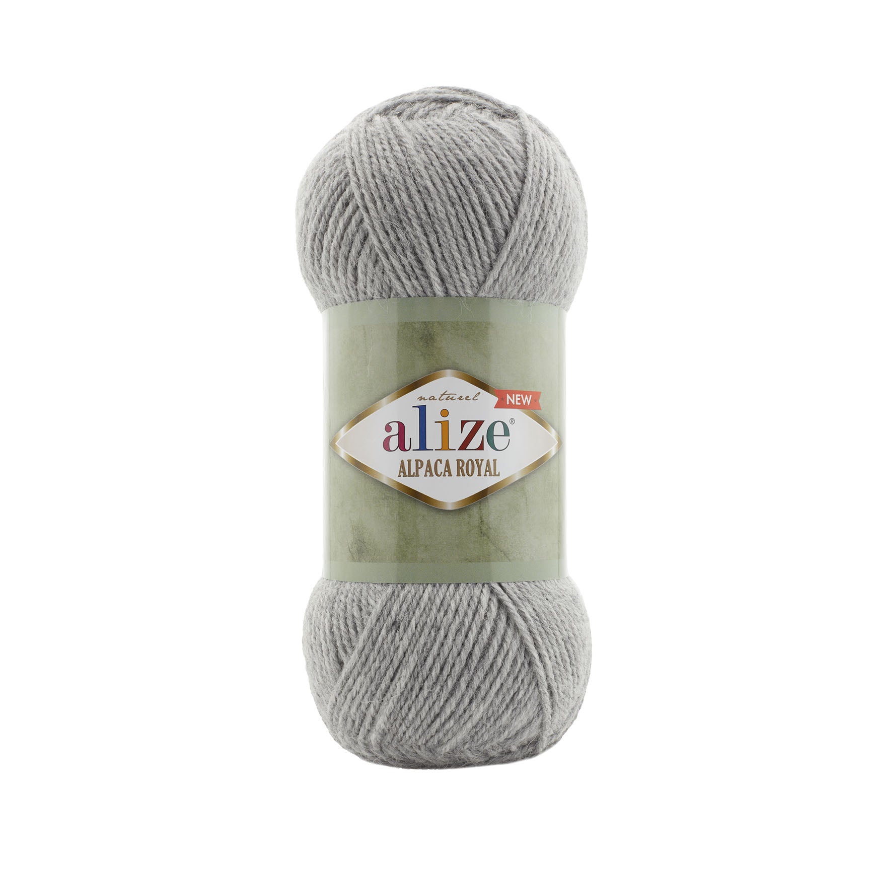 Zu sehen ist Alize Alpaca Royal Wolle in einem hellen Grau mit leicht melierten, neutralen Tönen; ein weiches, leicht flauschiges Garn mit edlem Alpaka‑Anteil, ideal für Pullover, Schals und moderne, vielseitige Handarbeitsprojekte.