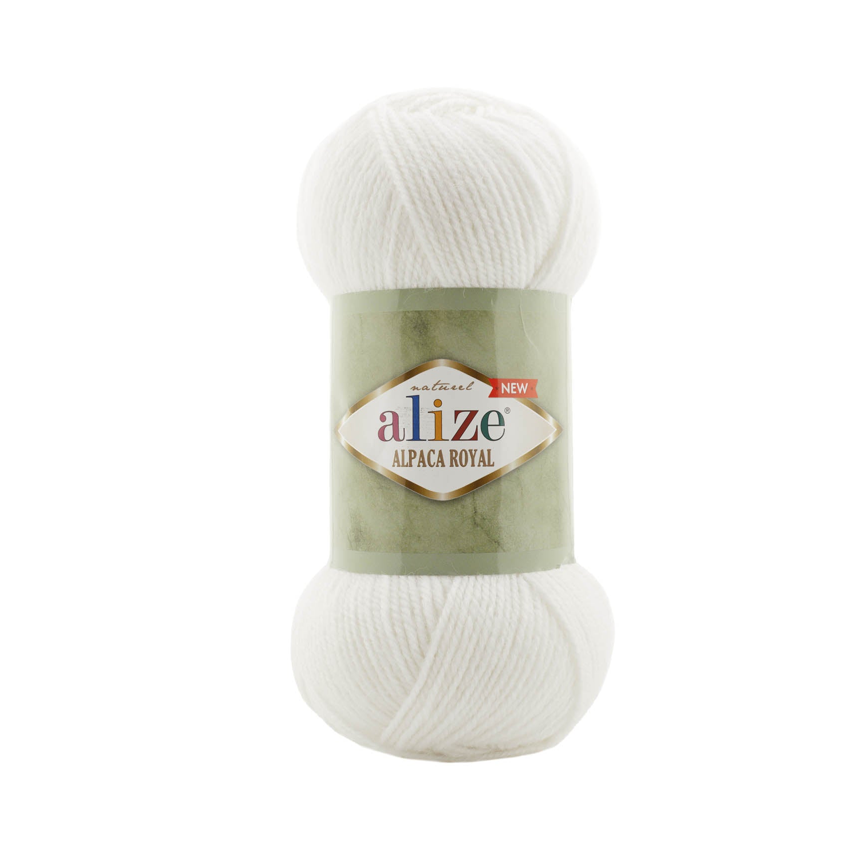 Zu sehen ist Alize Alpaca Royal Wolle in einem klaren reinen Weiß ohne deutliche Nuancen; ein weiches, leicht flauschiges Garn mit edlem Alpaka‑Anteil, ideal für Pullover, Schals und klassische, helle Handarbeitsprojekte.