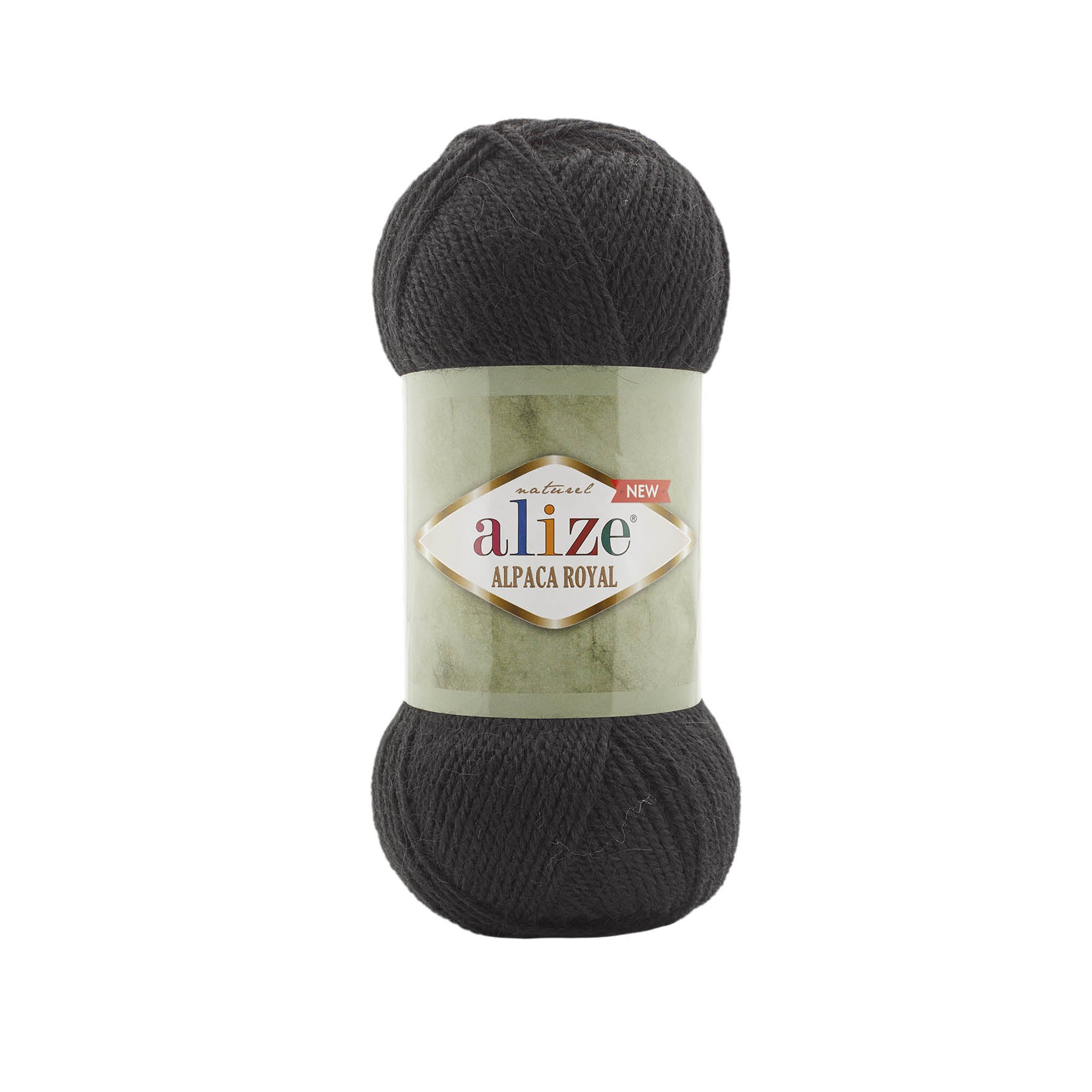 Zu sehen ist Alize Alpaca Royal Wolle in einem satten Schwarz; ein weiches, leicht flauschiges Garn mit edlem Alpaka‑Anteil, ideal für Pullover, Schals und klassische, elegante Handarbeitsprojekte.