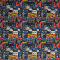 Zu sehen ist ein Batman Canvas Stoff mit auffälligem Comic-Design, ideal für kreative Nähprojekte, Taschen, Kissen und Fan-Deko.